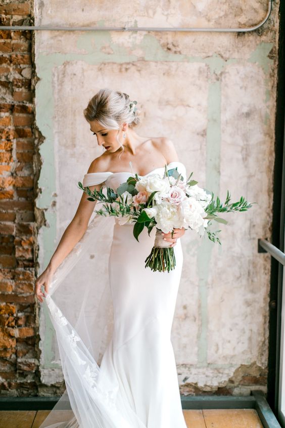 classy vintage gown for industrial wedding theme ideas