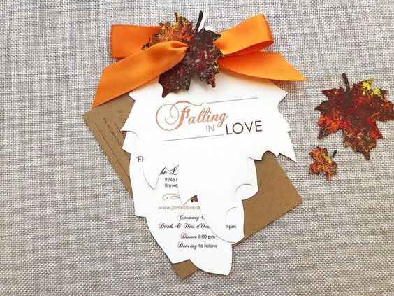 Chic Maple Leaf Invitation the cute halloween wedding card design