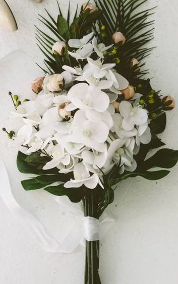 Modern Elegant in White Orchid Bouquet