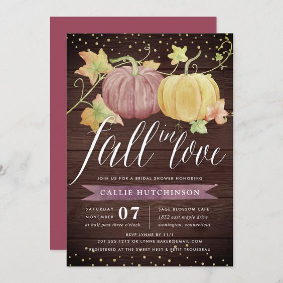 Beautiful Pumpkin Design for Halloween wedding invitation ideas