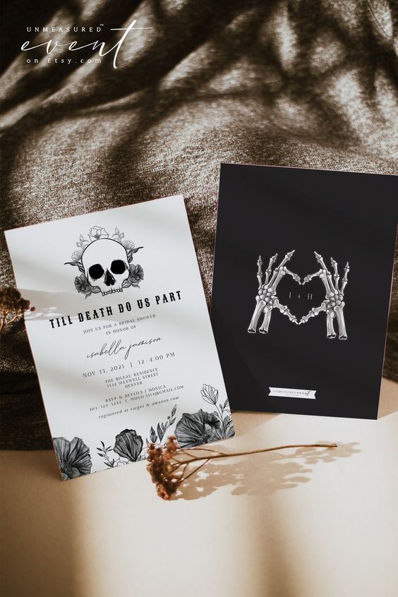 Till Death Goth Skull Wedding Invitation for halloween