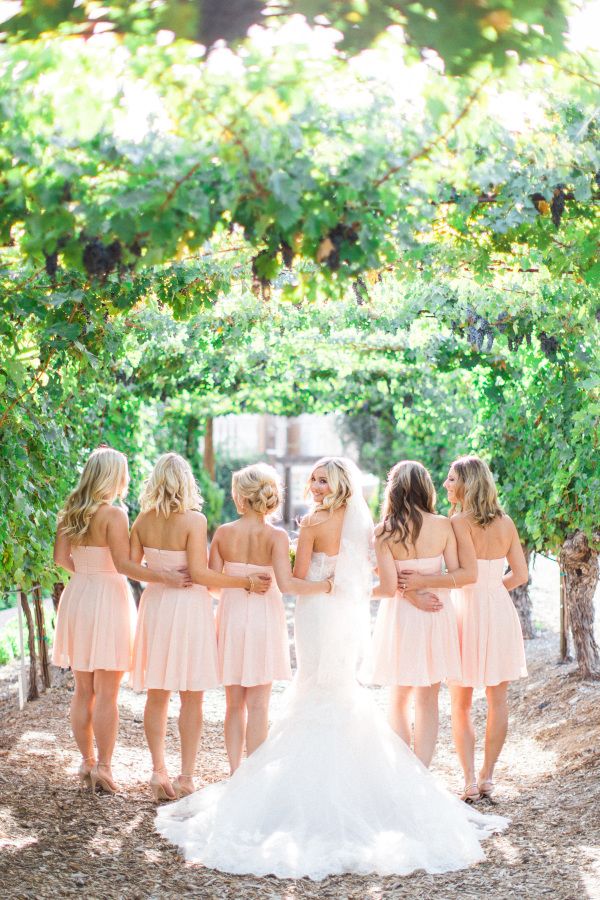 Pretty Blush Short bridesmaid Dress ideas