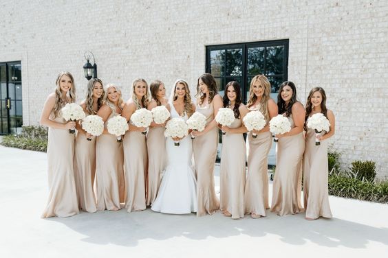 Champagne Color Satin Dresses