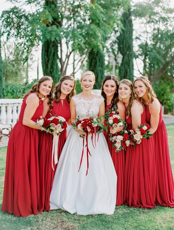 Rustic Red Bridesmaid Dresses