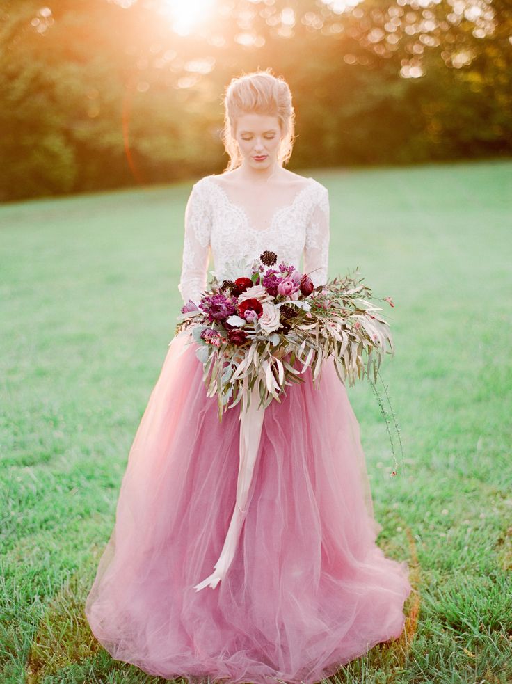 Blush Pink Wedding Dress for  winery and vineyard wedding gown idea