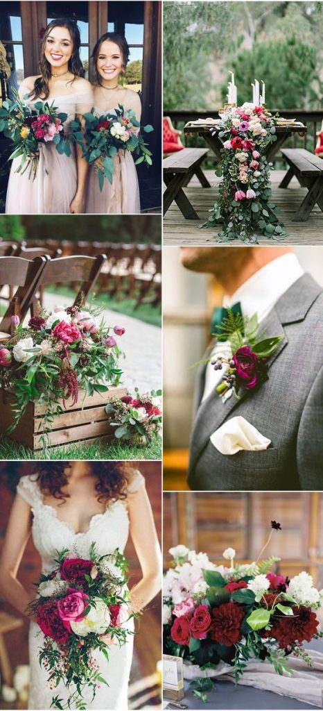 Berry and Green Shade wedding color schemes