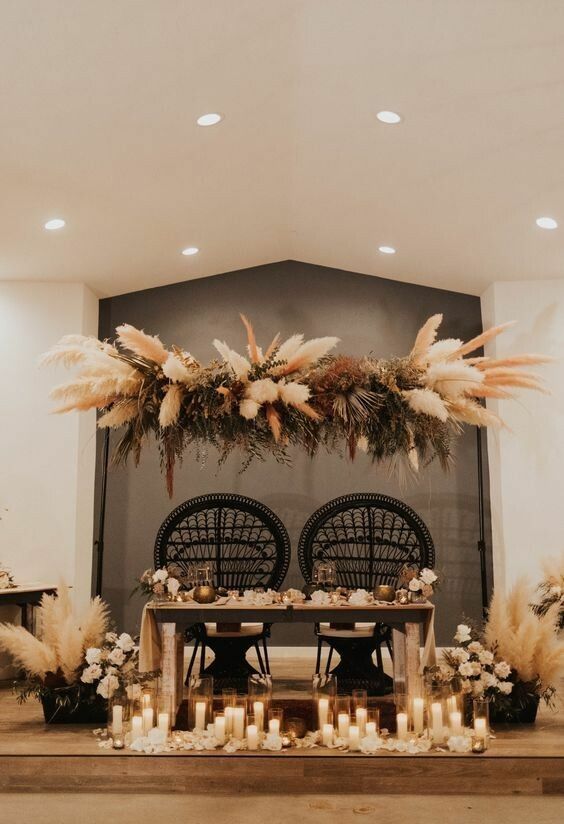 Wedding Hall with dried flowers accent