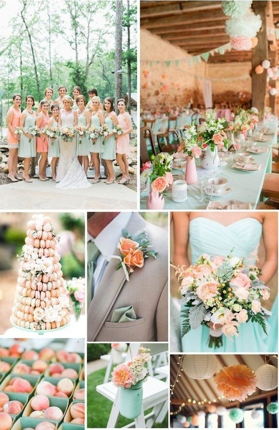 Mint and Peach best spring and summer wedding color schemes