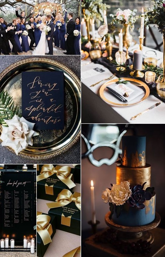 Navy and Gold  wedding color schemes
