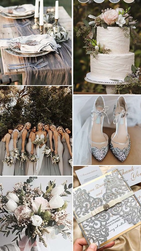 Silver and Grey Palette for spring and summer wedding concept