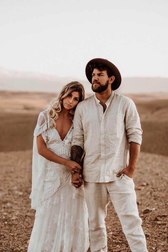 Simple Alternative Groom Attire in Boho Outfits