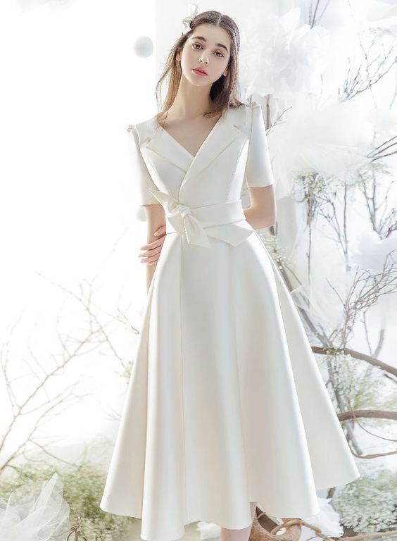 JIUYAODIANZI Long Slim Simple Korean Wedding Dress, India | Ubuy