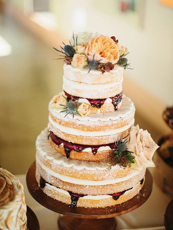 semi naked wedding cake