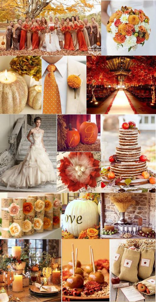 chic with orange shades for fall wedding color scheme inspiration