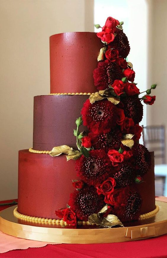 deep burgundy wedding cake