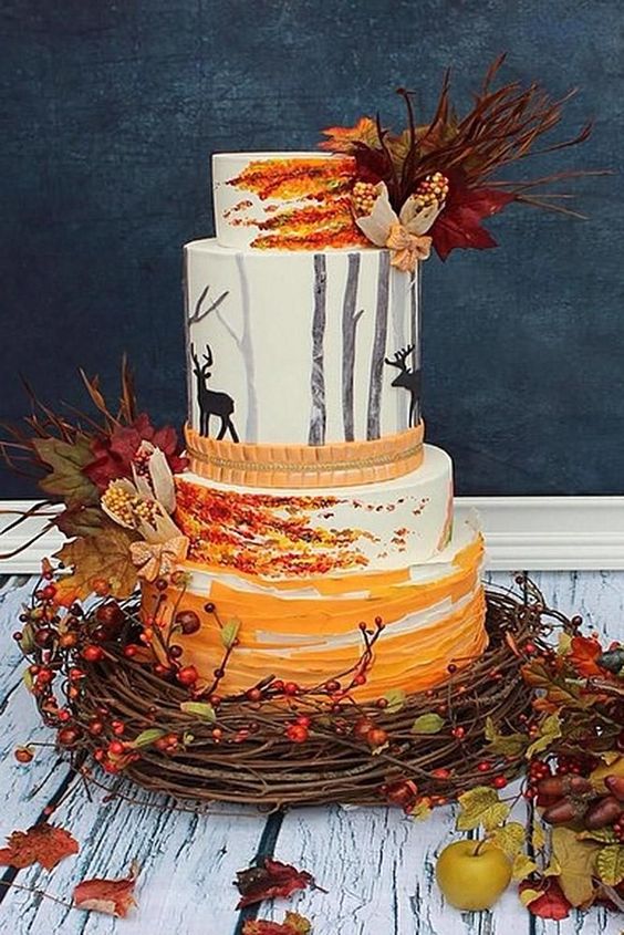 fall foresty themed cake