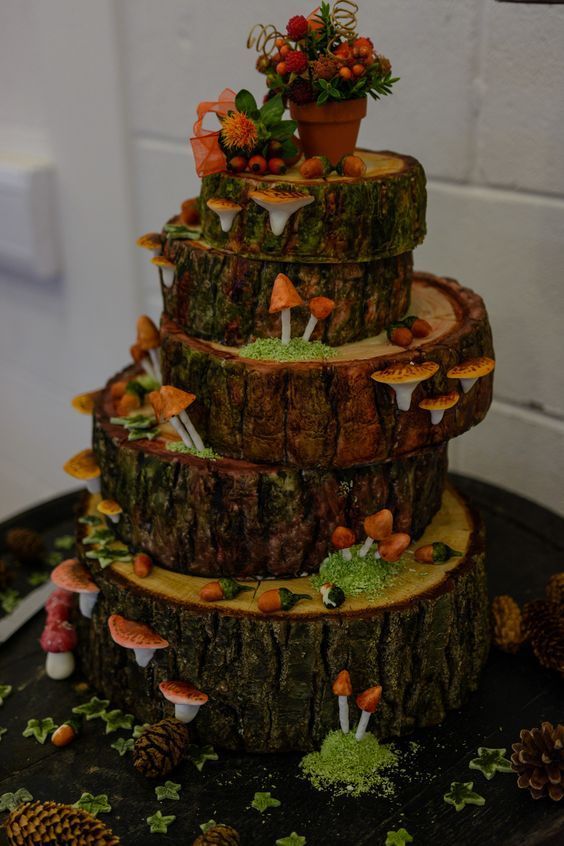 foresty or woodland wedding cake inspired