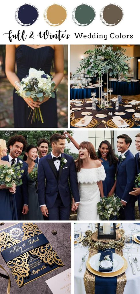 navy blue and gold palette for fall wedding color scheme