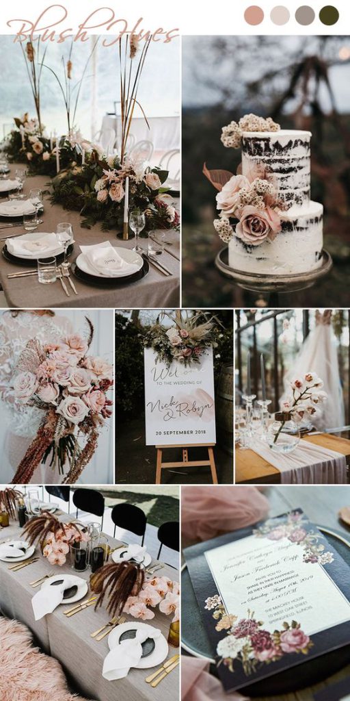 the combination of blush and black color scheme