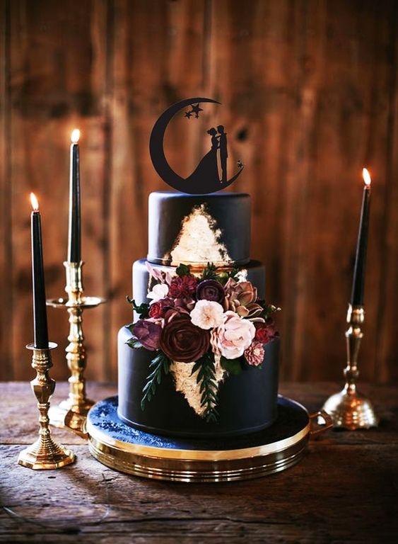 personilized silhouette topper for wedding cake design